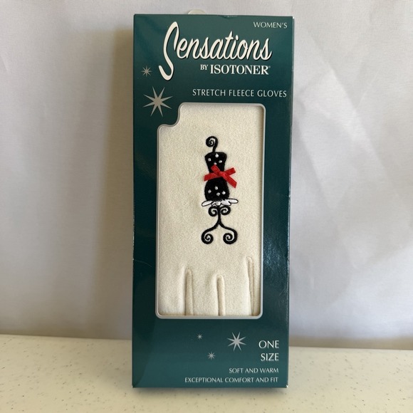 Sensations by Isotoner Womens Stretch Fleece Gloves Cream Mannequin One Size New - Picture 2 of 7